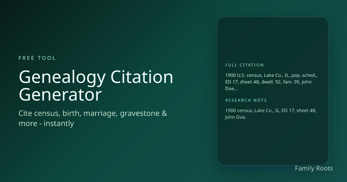 Free Genealogy Citation Generator - Cite Census, Birth, Marriage & More ...